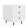 Modern Night Stand Storage Cabinet for Living Room Bedroom, Steel Cabinet with 3 Drawers,Bedside Furniture, Circular Handle