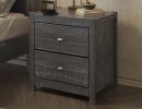 Solid Wood Night Stand, Bedside Table, End Table, Desk with Drawers for Living Room, Bedroom (Grey)