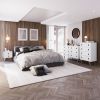 Manhattan Comfort Amber Double Dresser with Faux Leather Handles in White