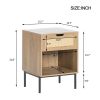 Rattan Nightstand Set of 2, Bedside Table with Handmade Rattan Decorative Door, Rattan Side Table, Modern Nightstand for Bedroom, Living Room