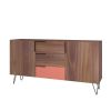 Manhattan Comfort Beekman 62.99 Sideboard with 4 Shelves in Brown and Pink