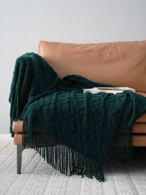 Jacquard Knitted Bed Runner Acrylic Fiber Cover Blanket Sofa Cover (Option: Dark Green)