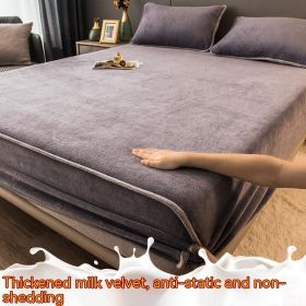 Fleece-lined Sheet Set Dust Cover (Option: 150x200cm-Thickened milk velvet grey)