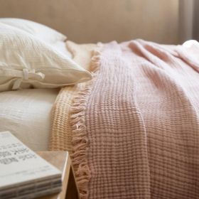 Summer Thin Class A Four-layer Cotton Gauze Blanket (Option: Orange Pink-130cm170cm)