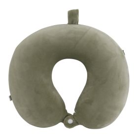 Memory Pillow U-shaped Pillow Core Travel Solid Color (Option: Army Green-About 30x28cm)