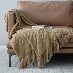 Jacquard Knitted Bed Runner Acrylic Fiber Cover Blanket Sofa Cover (Option: Camel)