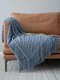 Jacquard Knitted Bed Runner Acrylic Fiber Cover Blanket Sofa Cover (Option: Blue Gray)