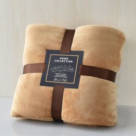 Nap Travel Solid Color Flannel Thickened Blanket (Option: Camel-200x230cm)