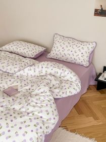 Super Soft Sleep Naked Class A Cotton Double-layer Yarn Four-piece Set (Option: Xiangyu Purple-180 Fitted Sheet 4PCs 220x240)