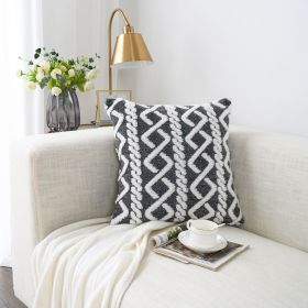 Shearing Groove Artificial Plush Cushion Cover (Option: Double Black-30 X50cm With Core)